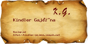 Kindler Gajána névjegykártya